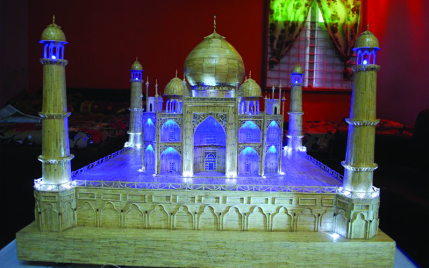 Taj Mahal Replica Made by Match Sticks