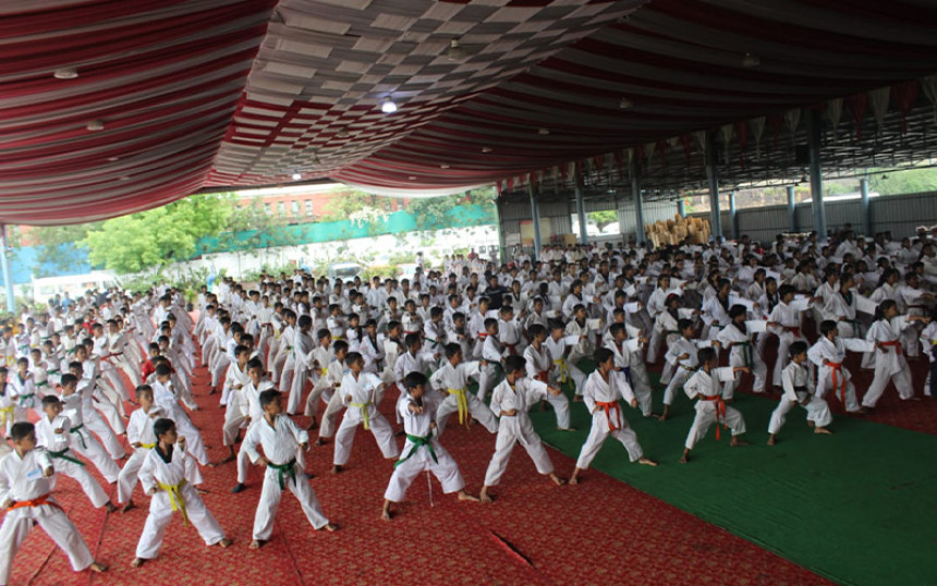 Most Students Performed Martial Art Kick, Punch & Kata