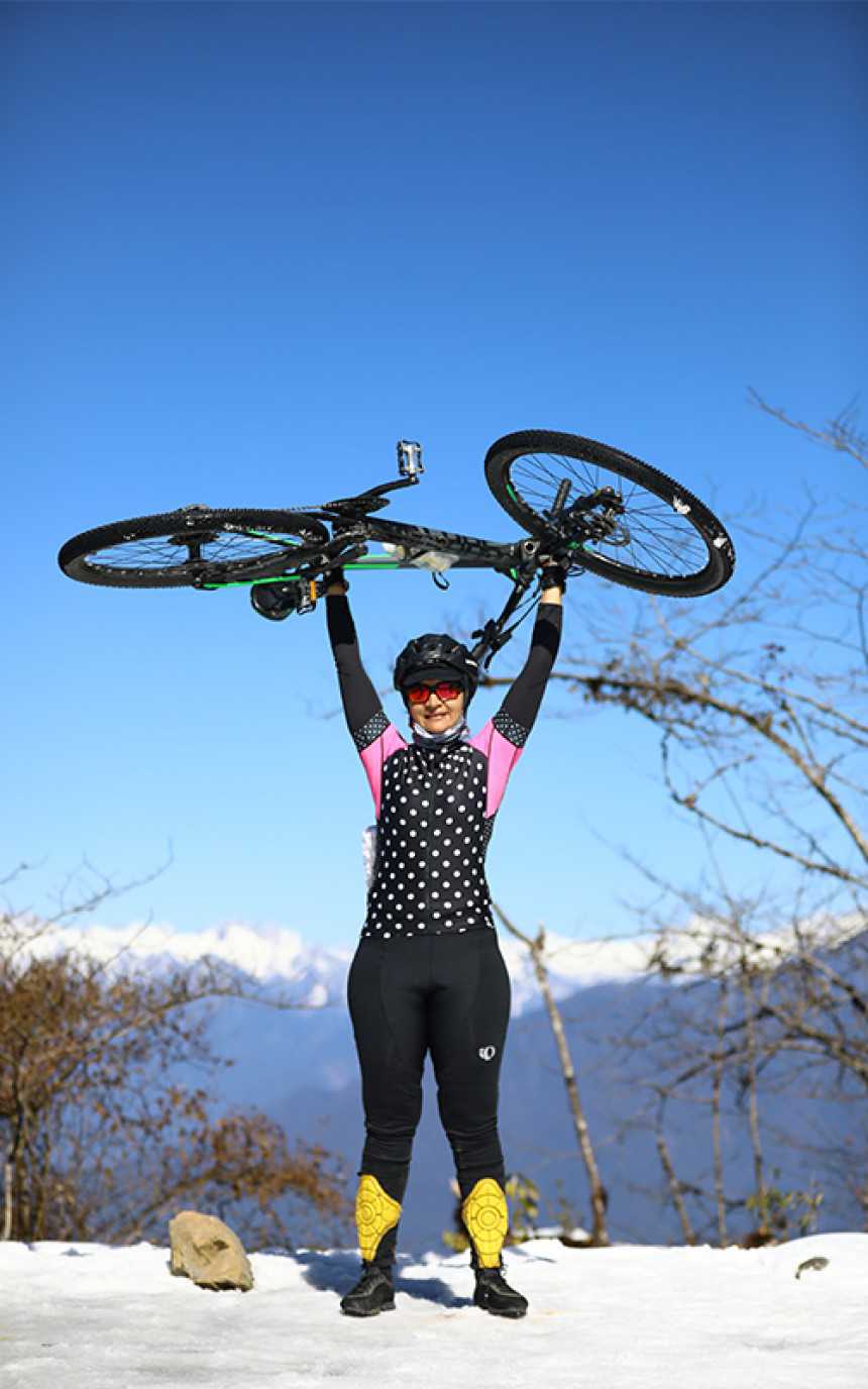 First Woman to reach ANINI from MIAO on Cycle